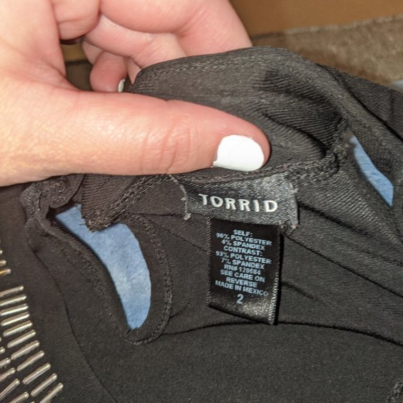 Torrid Black and Silver Studded Polyester Blouse - Picture 3 of 4